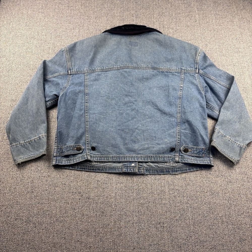 Vintage 90's Lizwear Denim Jacket M Embellished Removable Velvet Collar Buttons - Picture 7 of 7